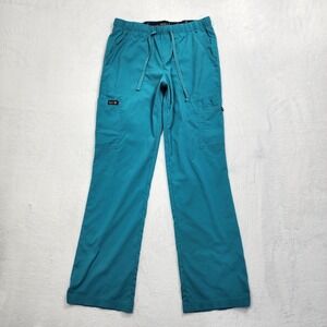 Koi Basics Pants Womens S Regular Teal Blue Holly 8-Pocket Stretch Cargo Scrubs